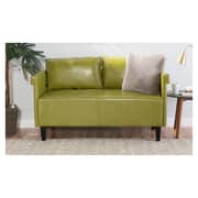 Bellerose Faux Leather Loveseat Settee Sofa in Green Color