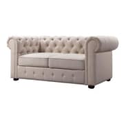 Garcia Hand-tufted Rolled Arm Loveseat in Beige Color