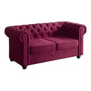 Garcia Hand-tufted Rolled Arm Loveseat in Burgundy Color