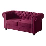 Garcia Hand-tufted Rolled Arm Loveseat in Burgundy Color