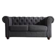 Garcia Hand-tufted Rolled Arm Loveseat in Charcoal Grey Color