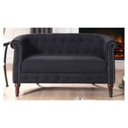 Edmeston Chesterfield Loveseat in Charcoal Grey Color