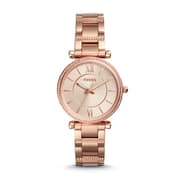 Fossil ES4301 Carlie Three-Hand Rose Gold-Tone Stainless Steel Watch