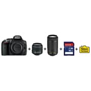 Nikon D5300 DSLR Camera Black + AF-P 18-55mm VR Lens + AF-P 70-300mm Lens + 16GB SD Card + 5x NikonSchool