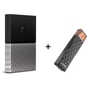 Western Digital My Passport Ultra Metal Portable External Hard Drive USB 3.0 2TB + Sandisk SDWS4-016G-G46 Wireless Stick 16GB