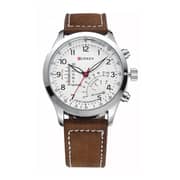 Curren 8152 Mens Quartz Analog with Faux Leather Strap Watch Set of 2