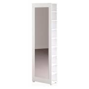 White Tall Shoe Cabinet with Storage and Mirror