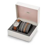 Fossil CH4001SET Abilene Light Brown Leather Ladies Watch and Jewelry Box Set
