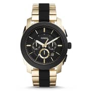 Fossil FS5261 Machine Chronograph Black Silicone And Gold-Tone Stainless Steel Watch