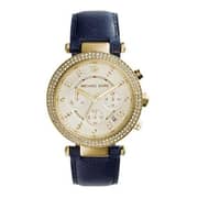 Michael Kors MK2280 Parker Glitz Pave Bezel Navy Leather Ladies Watch