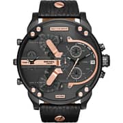 Diesel DZ7350 Mr. Daddy 2.0 Black Leather watch with detailed dial Mens Watch