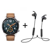 Huawei Fortuna Smart Watch Brown+AM61 Sports Bluetooth Headset Brown