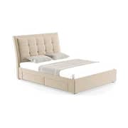 Four-Drawer Storage Bed Super King without Mattress Beige