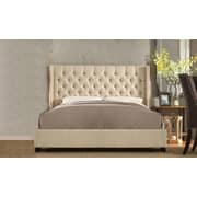 Skyline Upholstered Wingback Tufted Bed Frame Super King without Mattress Beige
