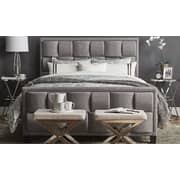 Upholstered Cotton and Polyester Bed Frame King without Mattress Grey