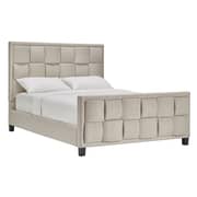 Upholstered Cotton and Polyester Bed Frame Super King without Mattress Beige