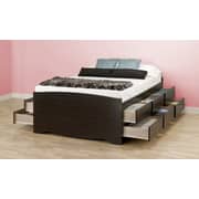 12-Drawer Captain's Platform Storage Bed King with Mattress Black