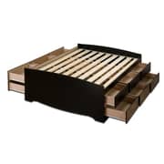 12-Drawer Captain's Platform Storage Bed King with Mattress Black