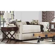Tufted Nailhead Chesterfield Daybed and Trundle Day Bed Without Trundle Beige