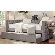 Tufted Nailhead Chesterfield Daybed and Trundle Day Bed With Trundle Grey