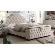 Footboard Storage Bed Super King without Mattress Beige