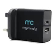 Mycandy Dual USB Charger With Type C Cable 1m - Black