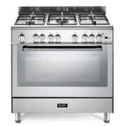 ELBA Professional Cooker 90 cm Distribution fan + Cooling fan Cast iron, self-ignition, full safety, triple burner, 96FX825EGVF -Silver