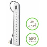 Belkin BSV603AF2M 6 Way Surge Protection Strip 2m White/Grey