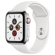 Apple Watch Series 5 GPS + Cellular 40mm Stainless Steel Case with White Sport Band
