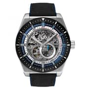 Hugo Boss 1513643 Signature Skeleton Automatic Black Nylon Watch Men