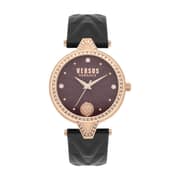 Versus Versace Crystal Black Leather Watch For Women VSPCI4018
