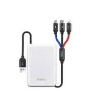 WIWU 5000mAh Power Bank Dual USB With 3in1 Cable White