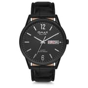 Omax Classic Series Black Leather Analog Watch For Men JD01M22I