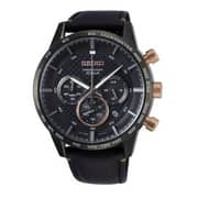Seiko Chronograph Black Leather Analog Watch For Men SSB361P1