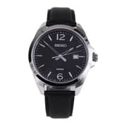 Seiko Classic Black Leather Analog Watch For Men SUR215P1