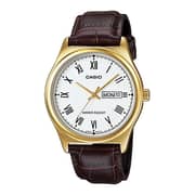 Casio Timepieces Brown Leather Men Watch MTP-V006GL-7BUDF