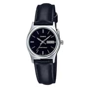 Casio LTP-V006L-1B2 Dress Black Leather Analog Watch Women