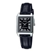 Casio LTP-V007L-1B Dress Black Leather Analog Watch Women