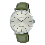Casio Dress Green Leather Men Analog Watch MTP-VT01L-3B