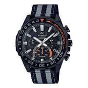 Casio EFS-S550BL-1AV Edifice Black/Gray Cloth Band Analog Watch Men
