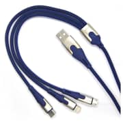 Brave Zinc 3In1 Braided Charging Cable 0.37m - Blue