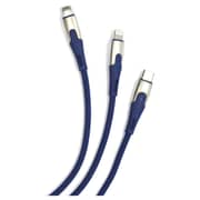 Brave Zinc 3In1 Braided Charging Cable 0.37m - Blue