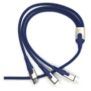 Brave Zinc 3In1 Braided Charging Cable 0.37m - Blue