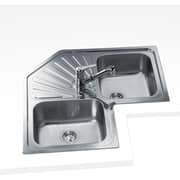 TEKA Inset Stainless Steel Corner Sink Dual-Bowl & Drainer - Angular 2B 3½