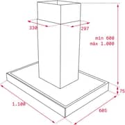 TEKA Island Hood Contour Rim Extraction Touch Control - DPL 1185 110 cm