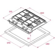 TEKA 60 cm Gas‑on‑Glass Hob with ExactFlame - GZC 64300 BK