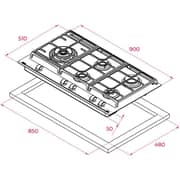 TEKA 90 cm Gas‑on‑Glass Hob ExactFlame Technology - GZC 95320