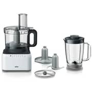 Braun 800W 2.1L Bowl, 1.2L Blender, 2 Speeds + Pulse, White Food Processor – FP3131WH