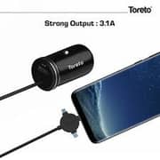 Toreto 4-in-1 Rapid Car Charger 1.2m Black