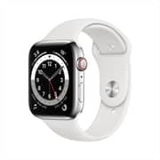 Apple Watch Series 6 GPS+Cellular 44mm Silver Stainless Steel with White Sport Band
